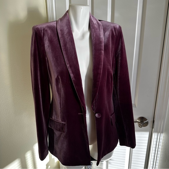 INC International Concepts Velvet Blazer - Rich Burgundy - Picture 2 of 8